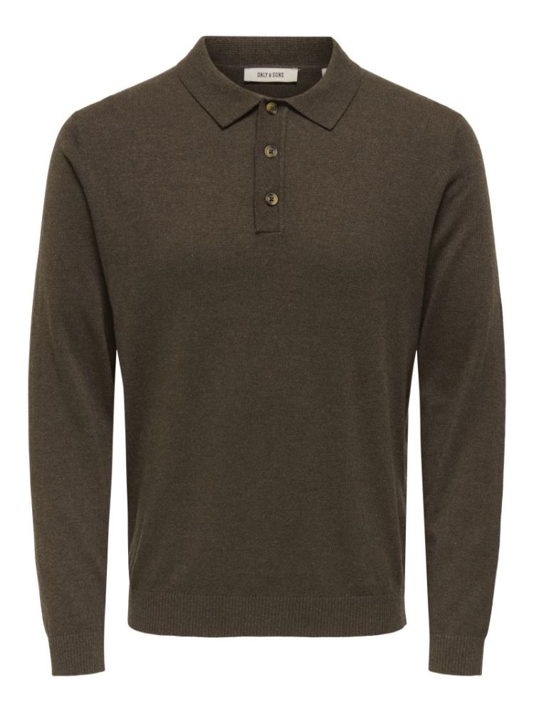 ONSLOUI REG 12 LS MEL POLO KNI 188858001 Coffe