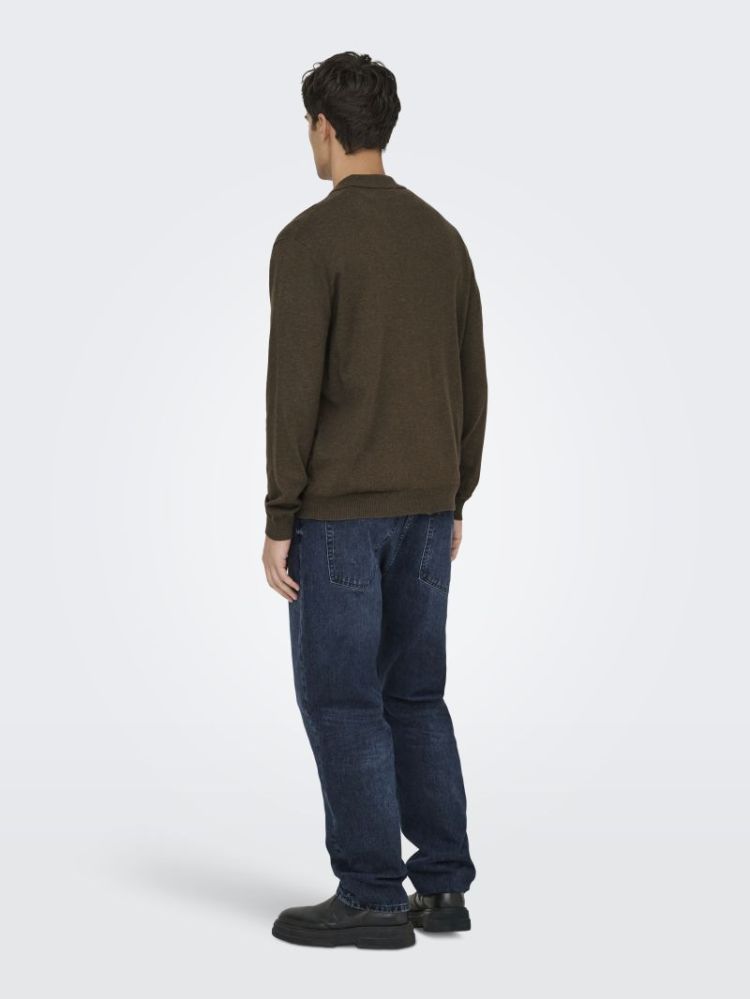 ONSLOUI REG 12 LS MEL POLO KNI 188858001 Coffe