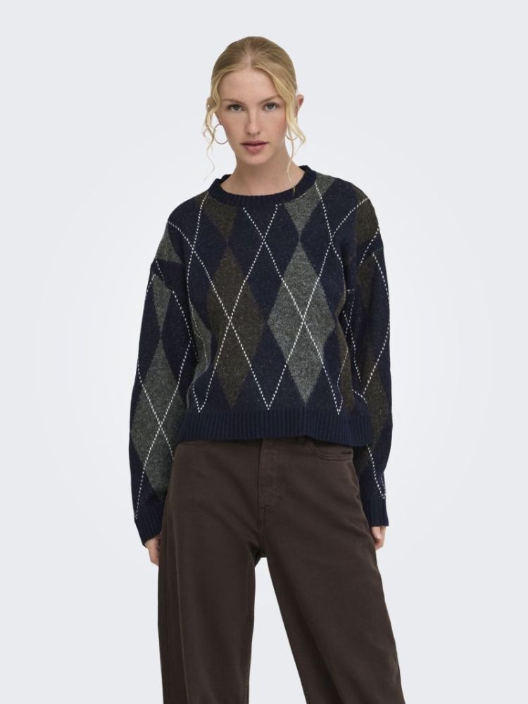 ONLRHOMBUS ARGYLE PULLOVER KNT 194962001 Night