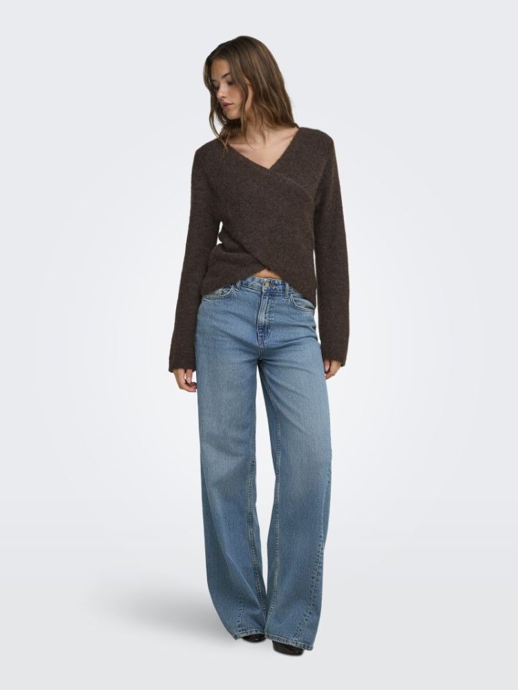 ONLMAGGIE LS CROSS V-NECK CC K 237375001 Coffe
