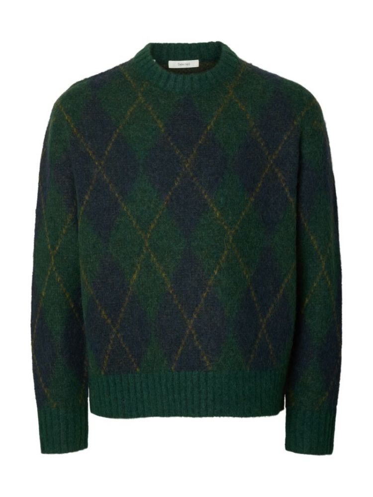 SLMRAI LS KNIT ARGYLE CREW NEC 181172004 Pine
