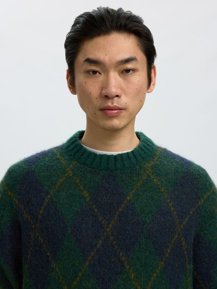 SLMRAI LS KNIT ARGYLE CREW NEC 181172004 Pine