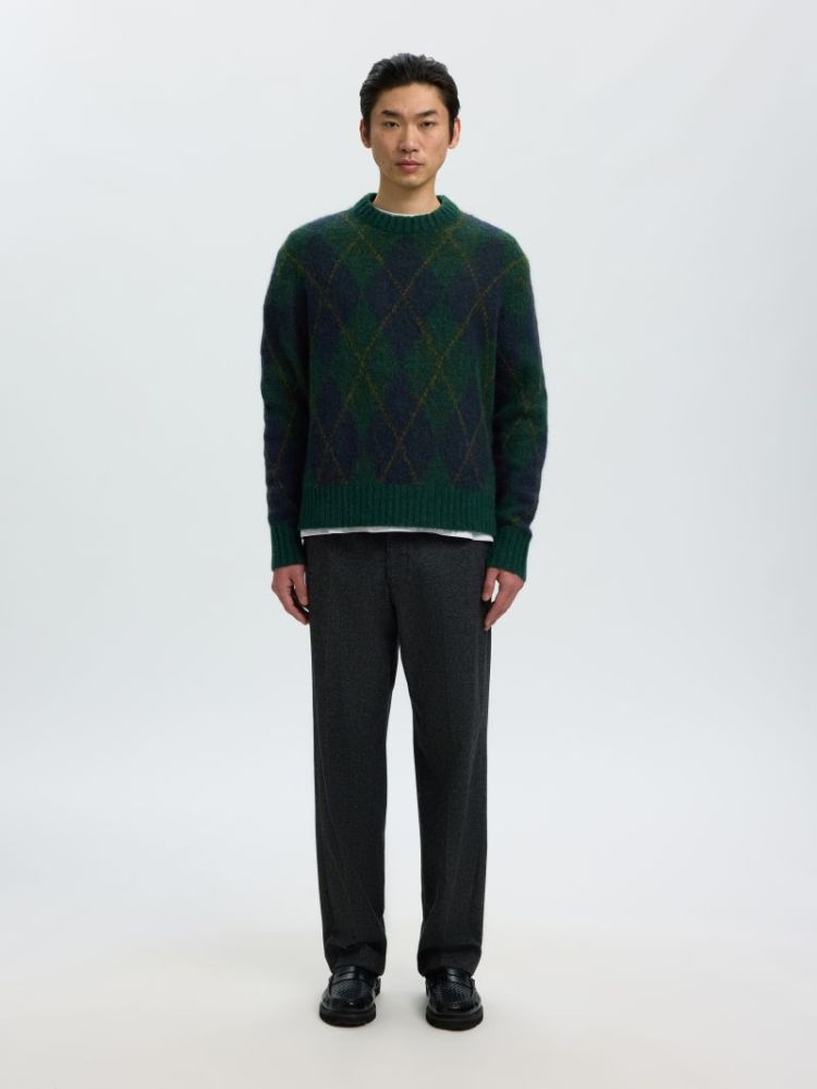 SLMRAI LS KNIT ARGYLE CREW NEC 181172004 Pine