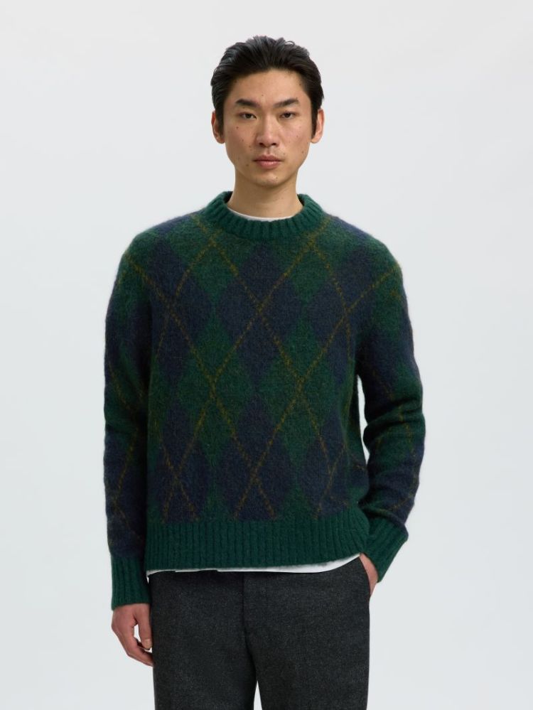 SLMRAI LS KNIT ARGYLE CREW NEC 181172004 Pine